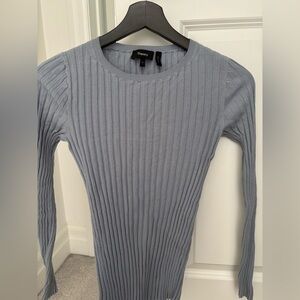 Theory Light Blue Ribbed Knit Top